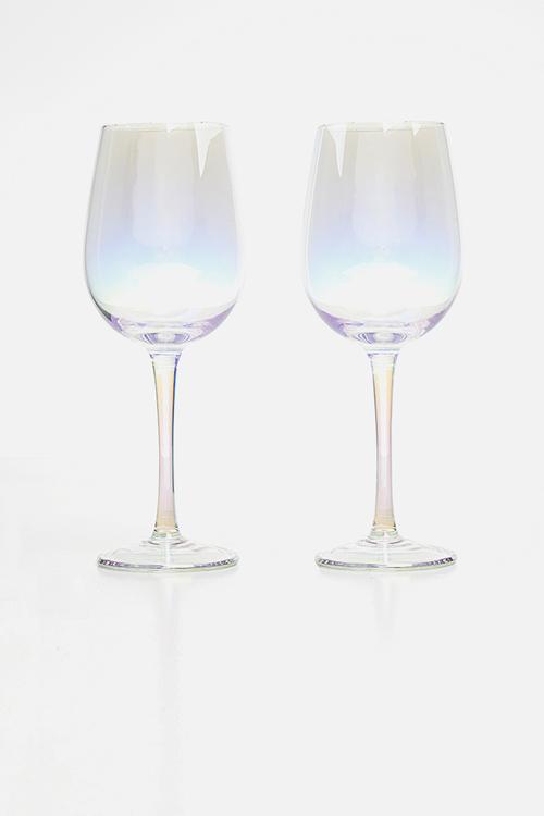 Iridescent wine glass set of 2 - clear