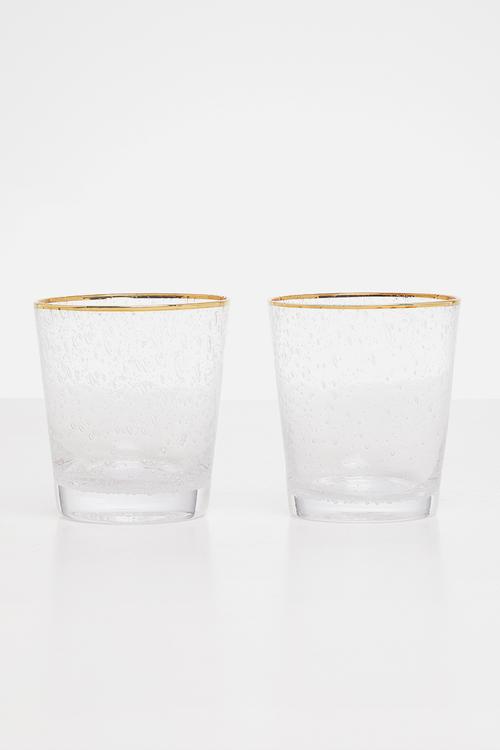 Gold rim water glass set of 2 - clear
