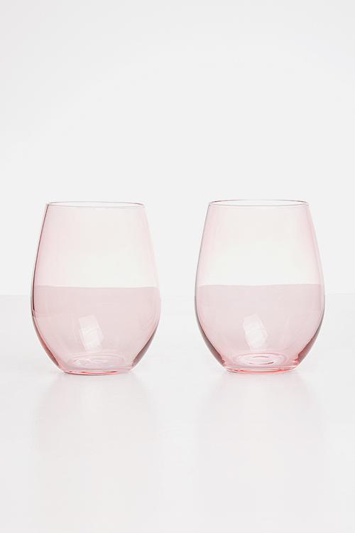 Rose water glass set of 2 - pink