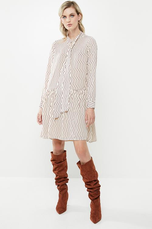 In your dreams dress - cream & brown 