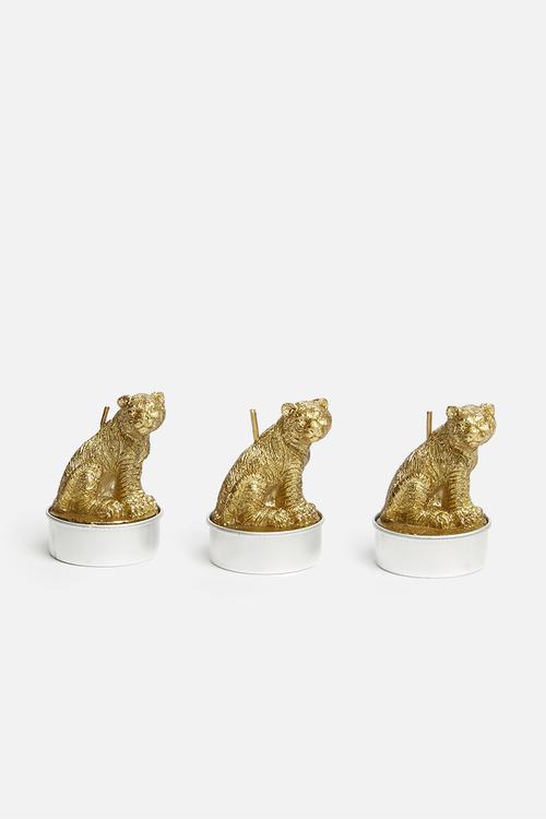 Tiger tealight set of 3 - gold