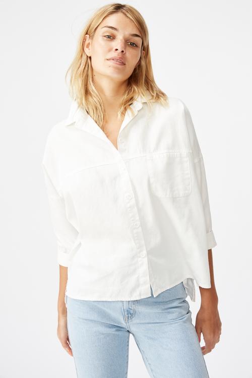 Oversize drop shoulder shirt - white