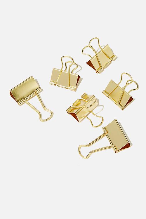 Bulldog clip 6 pack - gold