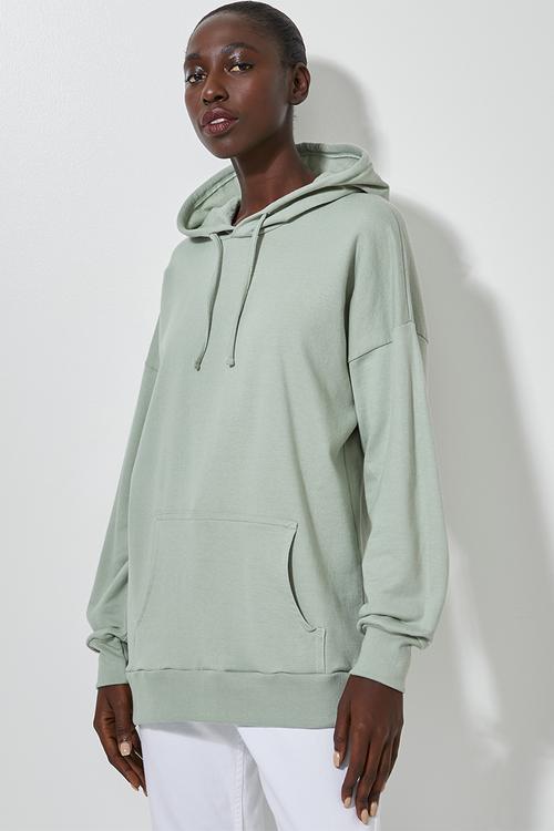 Longline hoodie - sage