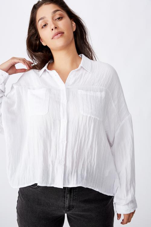 Curve oversized drop shoulder shirt - white