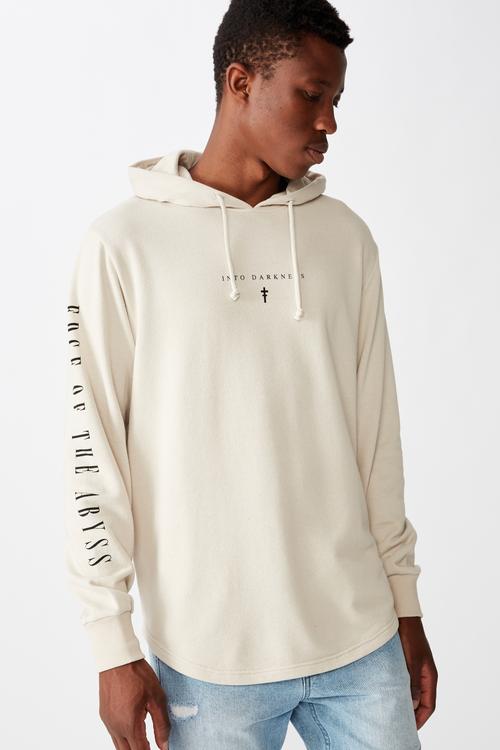 Into the darkness curve tail hoodie - pearl