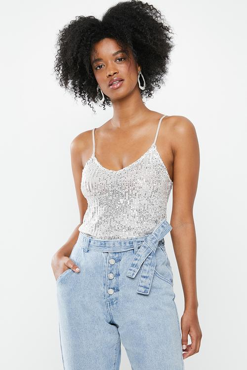 Sequin cami - silver
