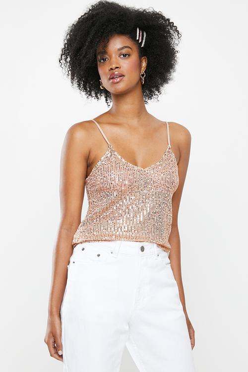 Sequin cami - champagne