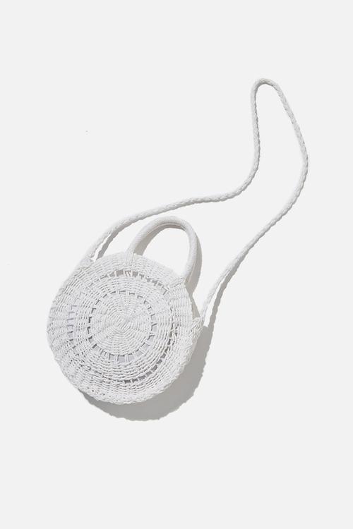 Summer love woven circle bag - white