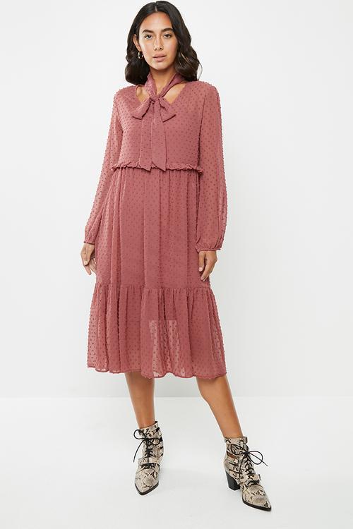 Tiered midi dress - rose