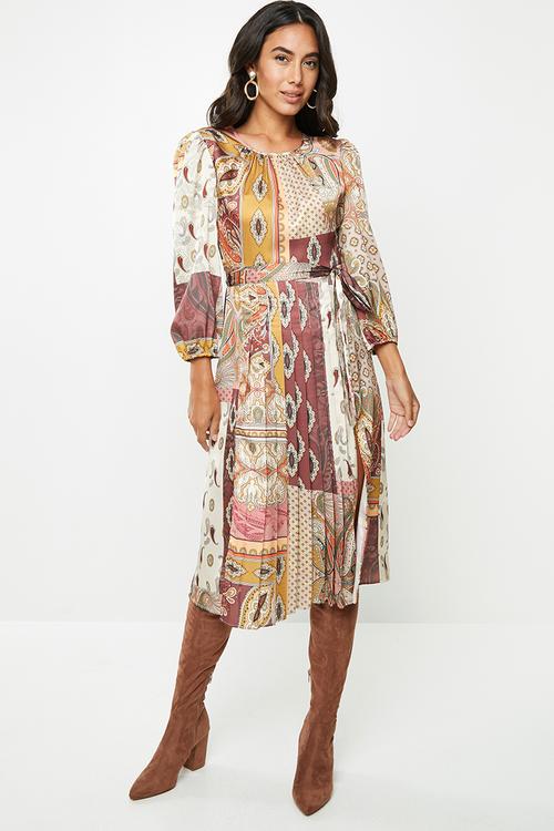 Pleated midi dress - multi