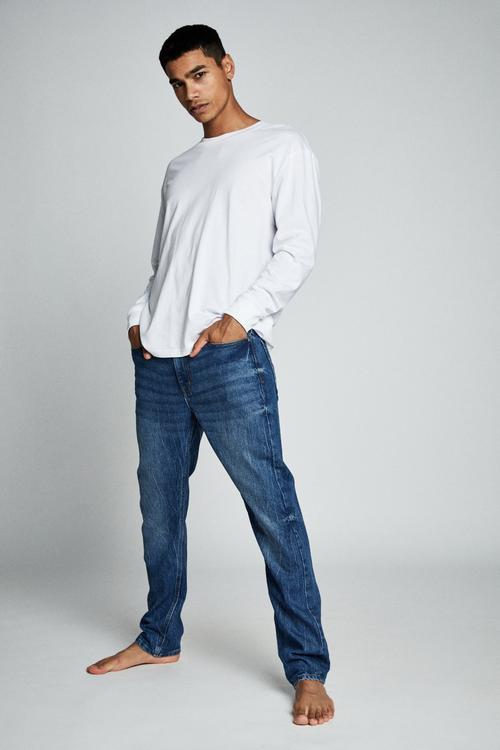 Tapered leg jean - aged indigo