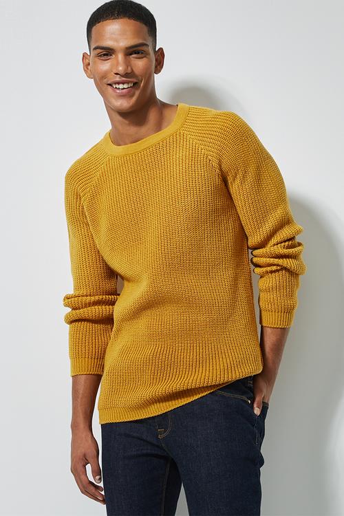 Textured raglan knit - yellow 