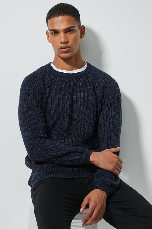 Textured raglan knit - navy