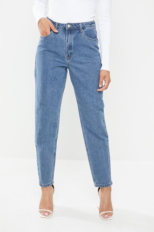 Riot highwaisted cargo mom jean - blue