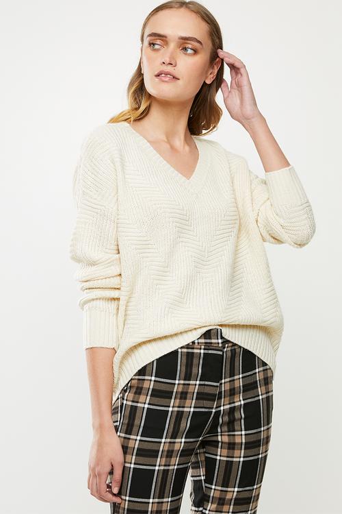 Bandile long sleeve v-neck - neutral 