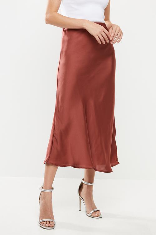 Belle bias midi skirt - rust