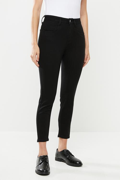 Mid rise cropped super stretch - black