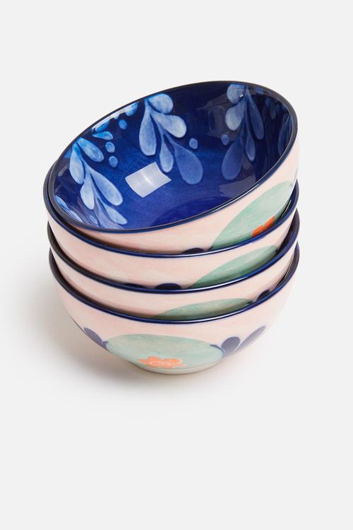 Majolica dip bowl set of 4 - ink peach