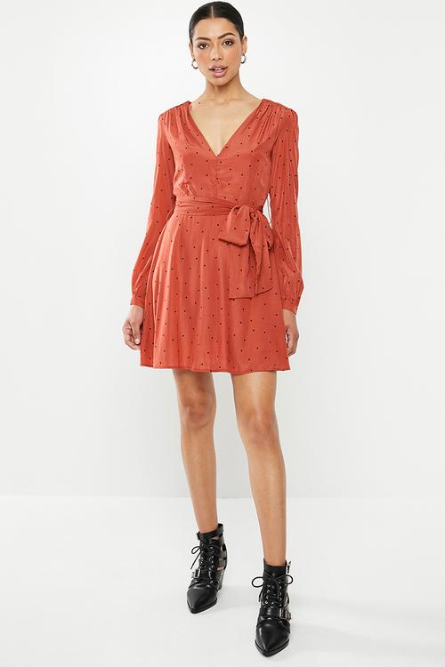 Mini spot dress - orange & black 