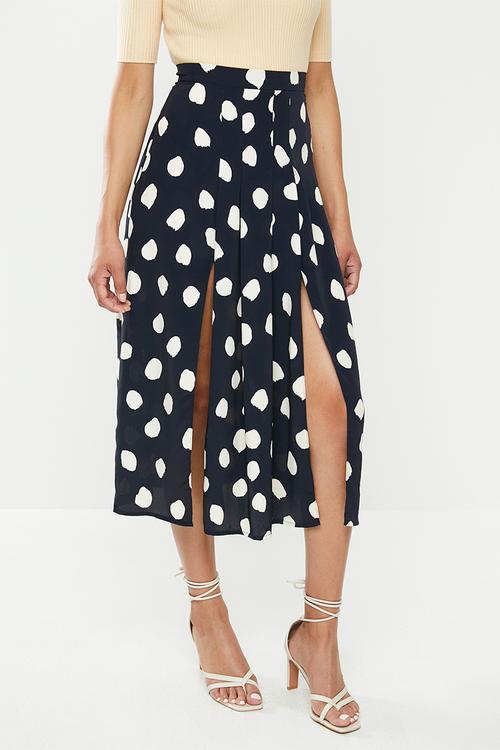Messy spot skirt - navy & cream 