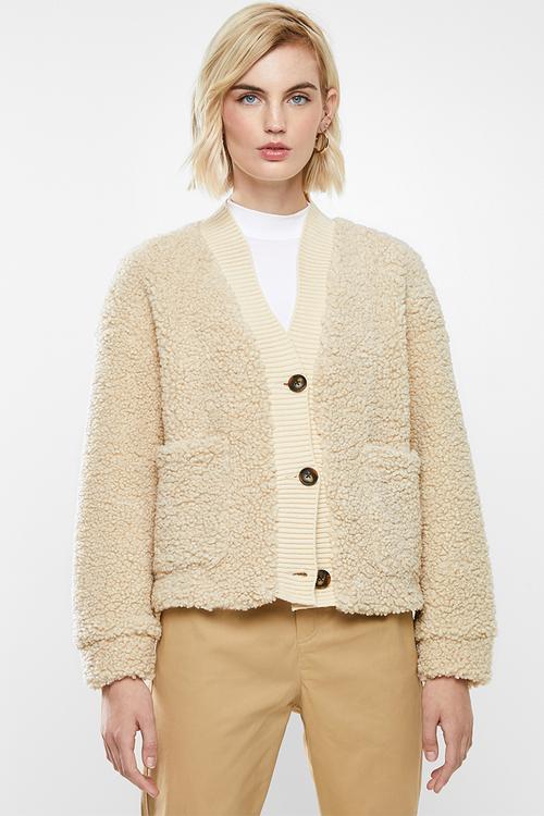 Annika short teddy jacket - neutral