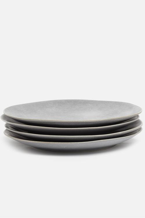 Stoneware side plate set of 4 - dark grey