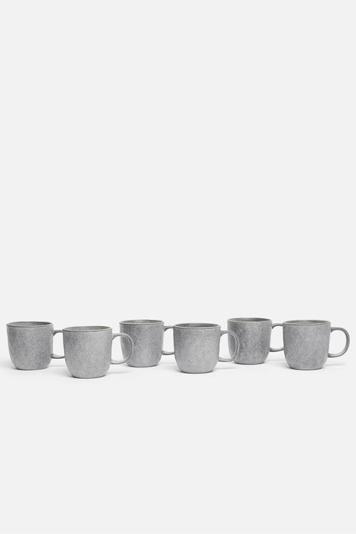 Stoneware mug set of 6 - dark grey
