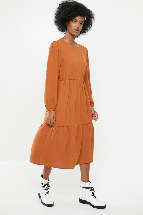 Tiered midi dress - rust