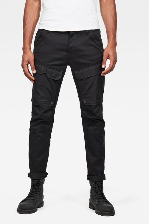 Front pocket slim fit cargo pants - black