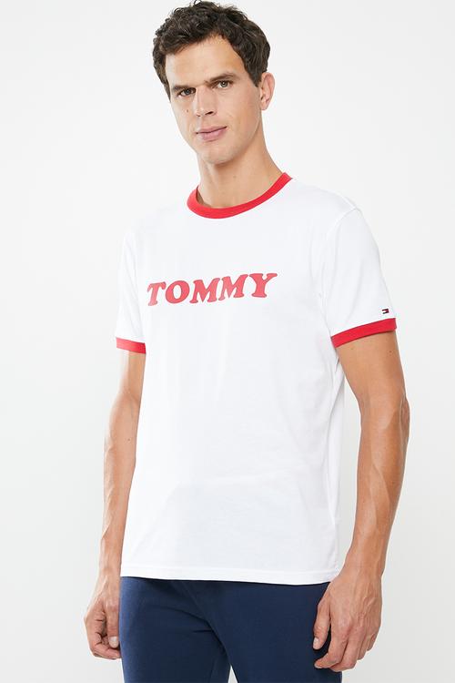 Essential short sleeve tee logo - white & red
