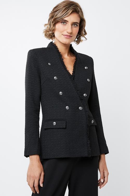 Textured military jacket - black