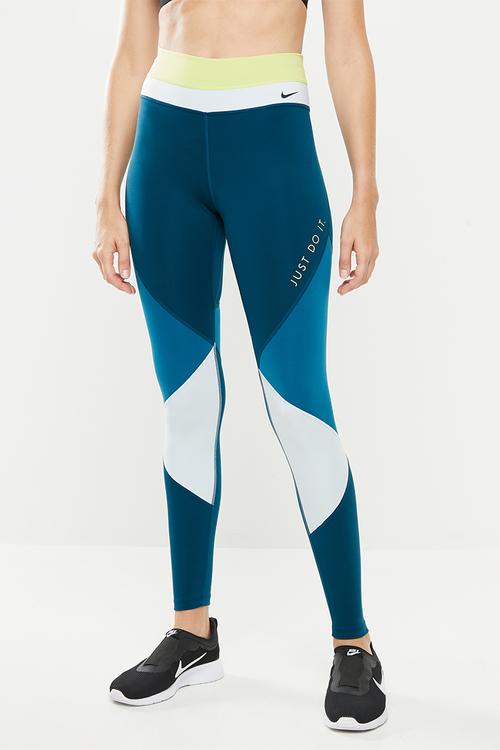 Nike colour block 7/8 one tight - lime & blue