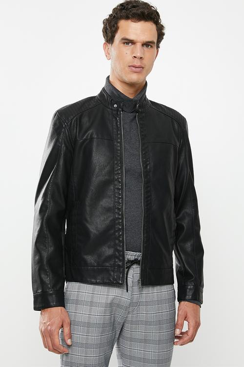Mike PU racer jacket - black
