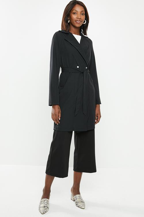 Lightweight belted jacket - black