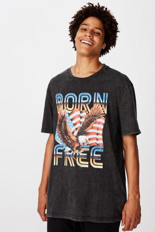 Born free regular graphic T-shirt - washed black