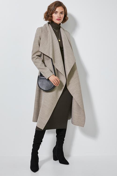 Unlined wrap melton coat - taupe 