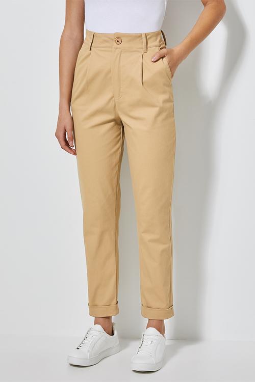 Tapered trousers - camel