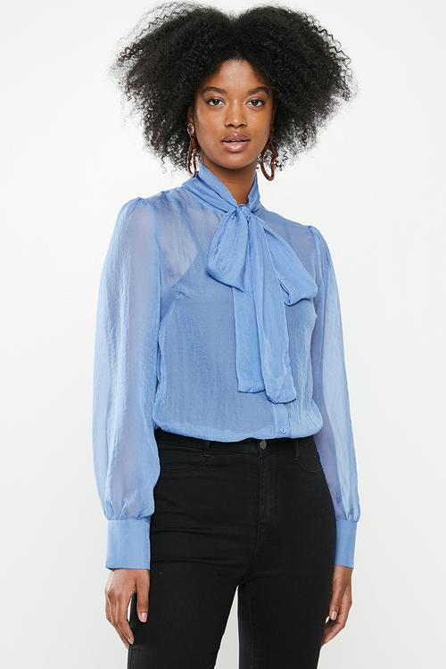 Kitty bow blouse - blue