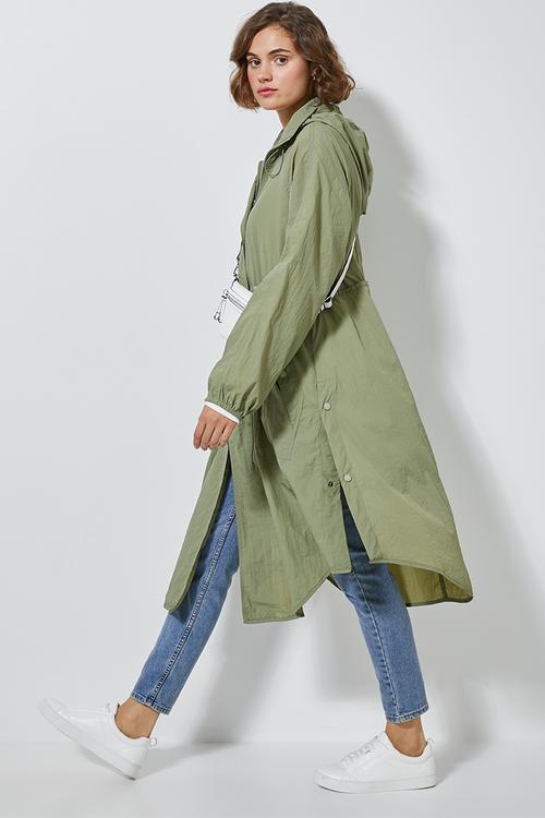 Longer length waterproof anorak - green