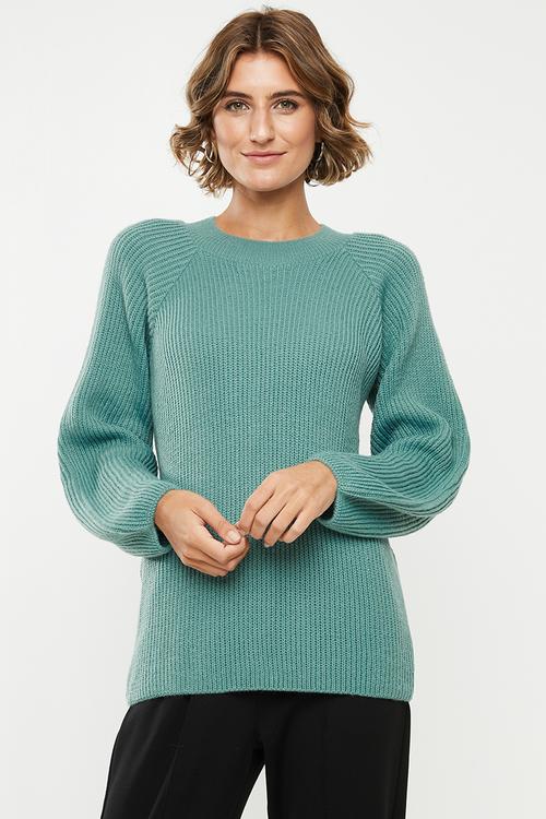 Raglan rib jumper - green
