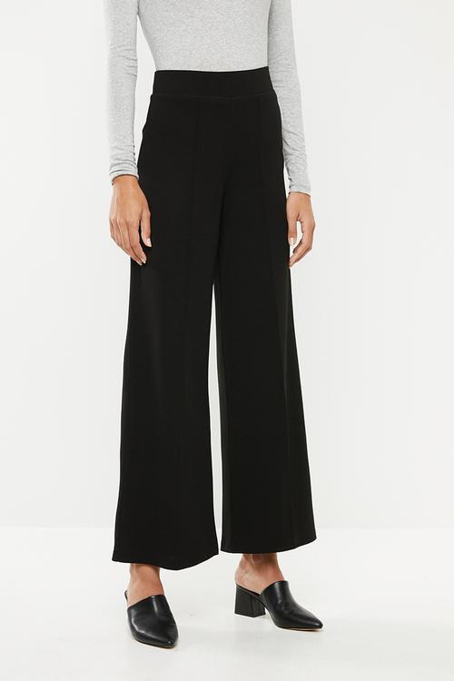 Textured wide leg - black