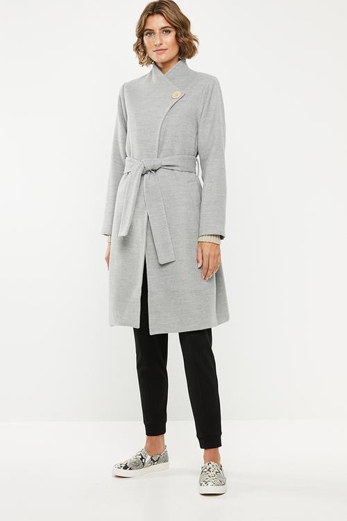Funnel neck coat - grey