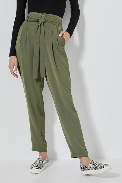 Paperbag trousers -  khaki