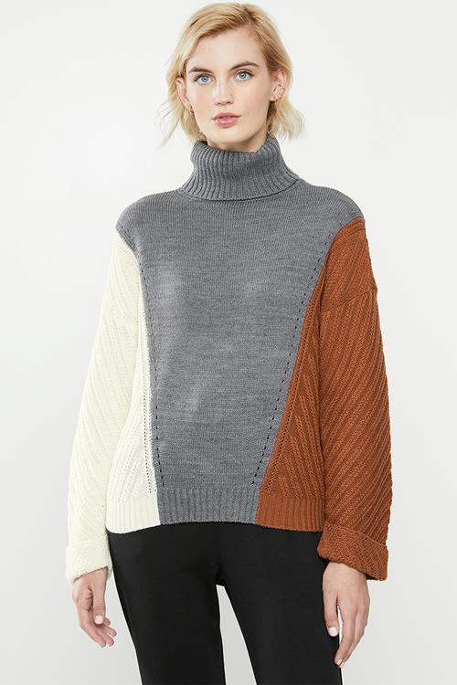 Vincina long sleeve rollneck pullover - multi 
