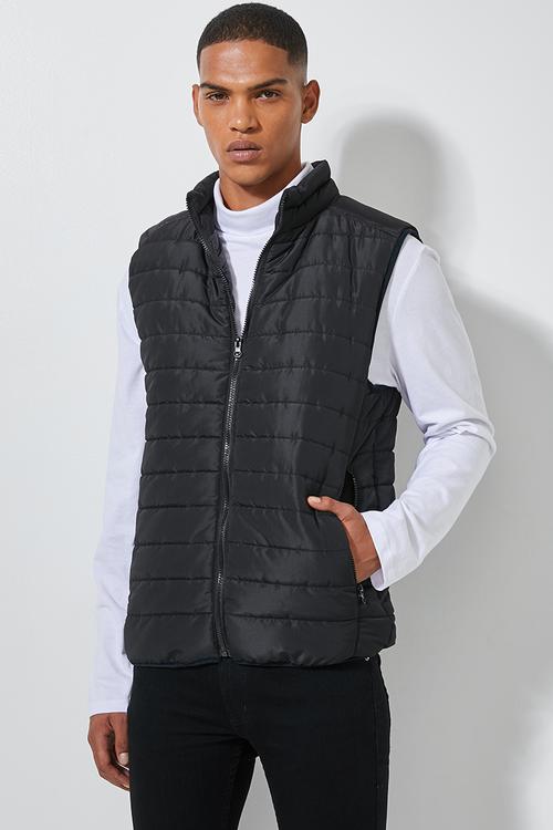 Lightweight sleeveless puffer jacket - black