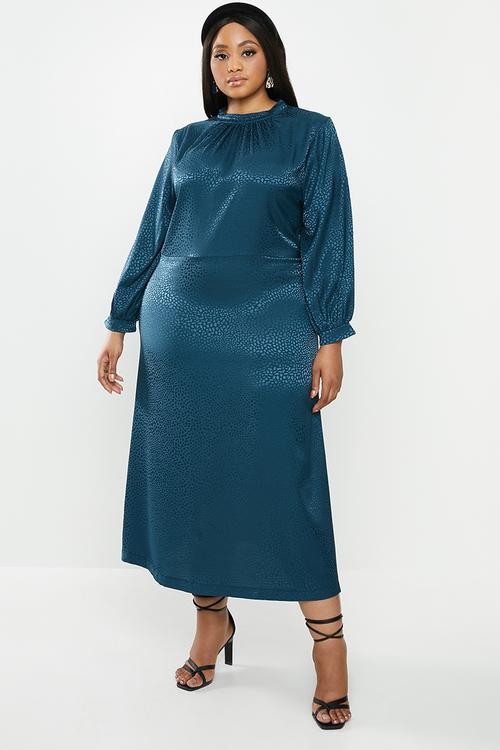 Satin midi dress - blue