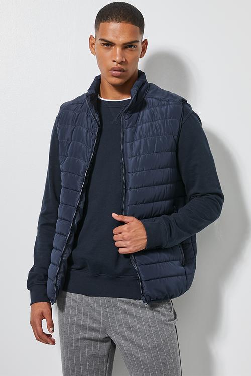 Lightweight sleeveless puffer jacket - navy