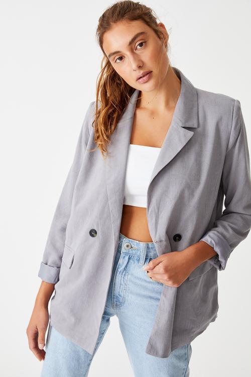 All day textured blazer - grey