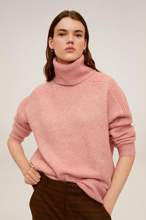 Turtle neck oversize sweater - pink